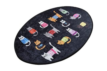 Matta Blackcats Oval 60x90 cm - Flerfärgad/Sammet - Textil & mattor - Matta - Små mattor