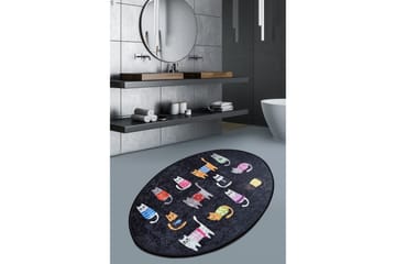 Matta Blackcats Oval 60x90 cm - Flerfärgad/Sammet - Textil & mattor - Matta - Små mattor