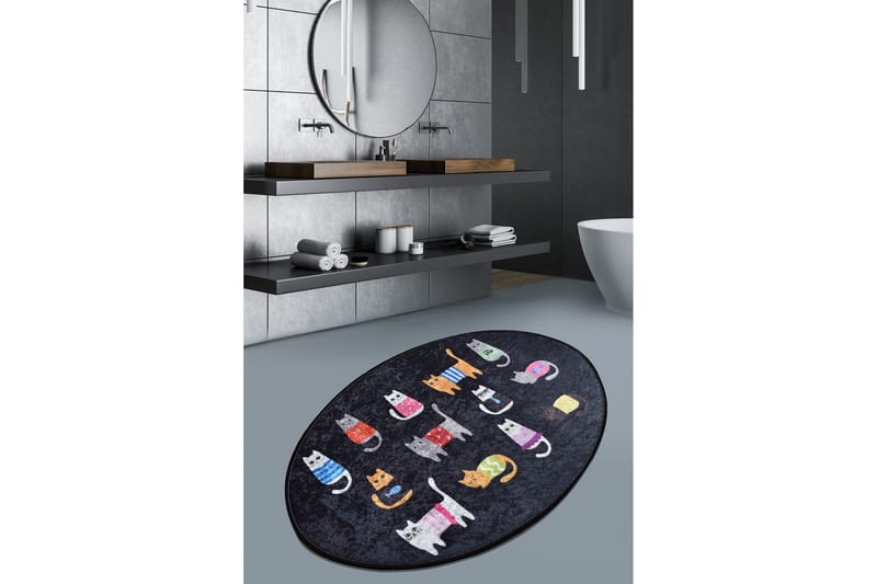 Matta Blackcats Oval 60x90 cm - Flerfärgad/Sammet - Textil & mattor - Matta - Små mattor