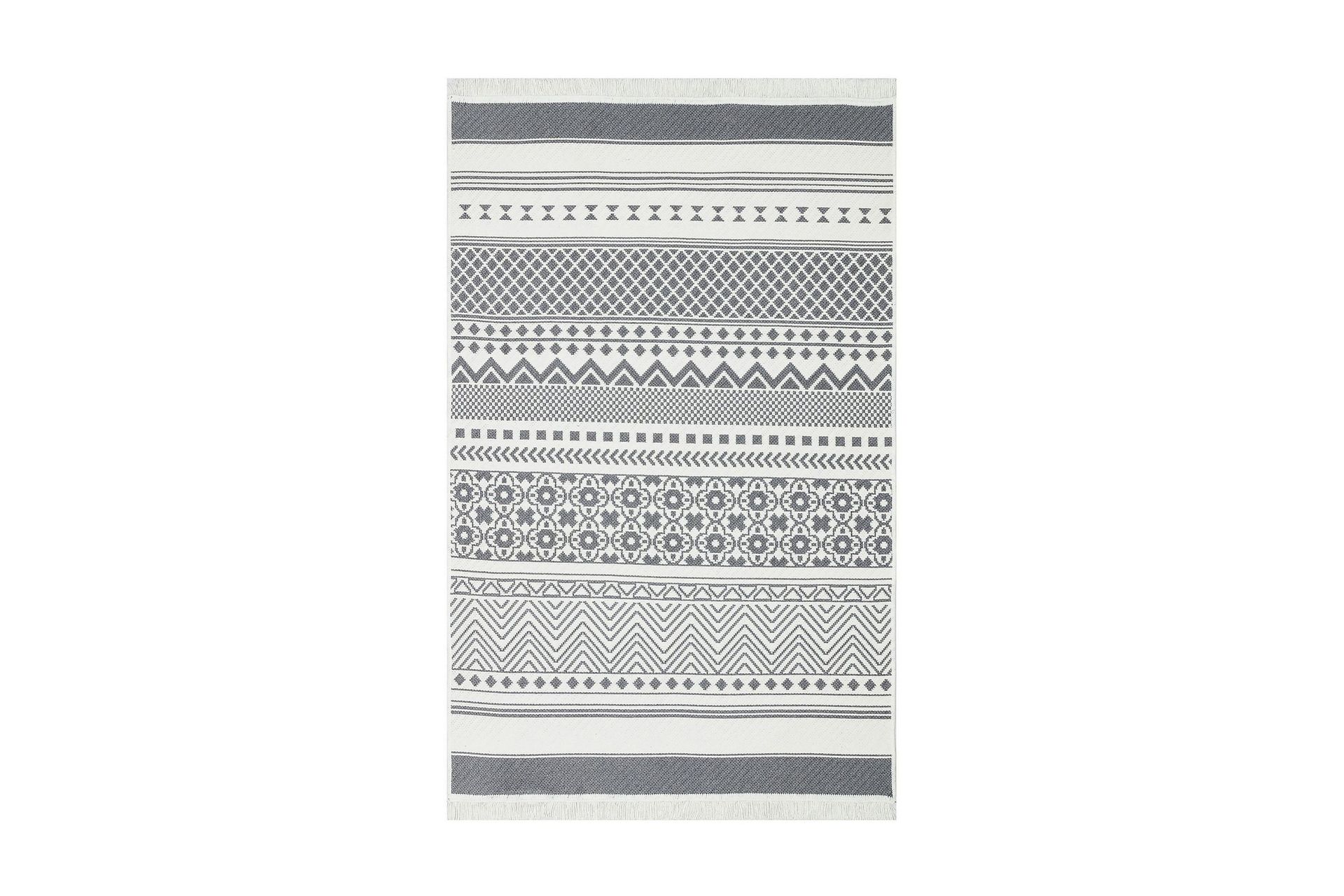 Eko Hali Bomullsmatta 80x300 cm - Gr&aring;/Vit