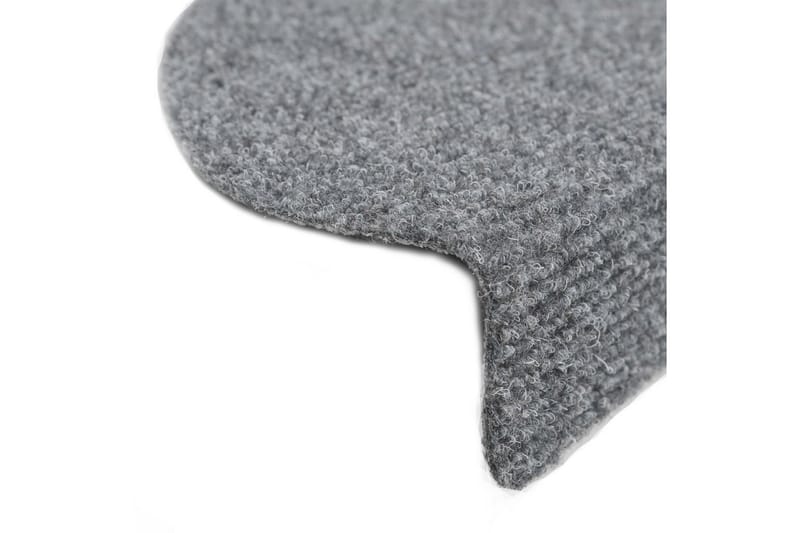 Trappstegsmattor självhäftande 15 st brodyr 56x17x3 cm mörkg - Grå - Trappstegsmatta