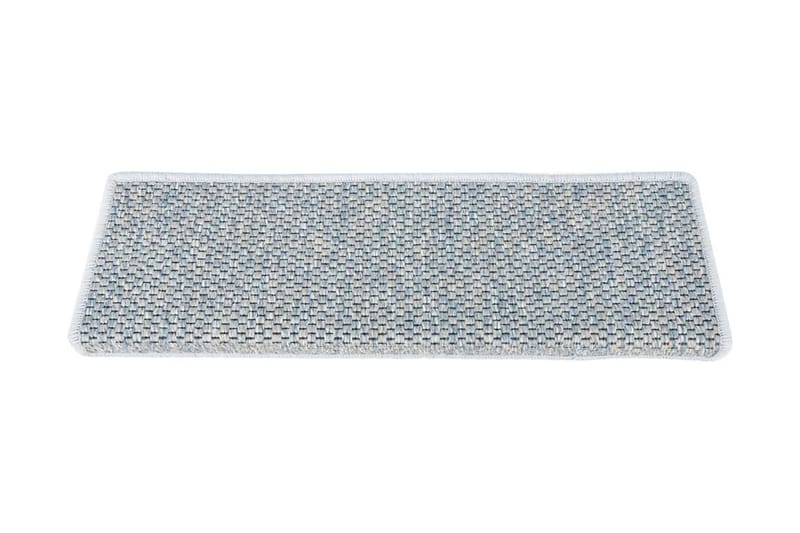 Trappstegsmattor självhäftande sisal 15 st 65x25 cm blå - Blå - Trappstegsmatta