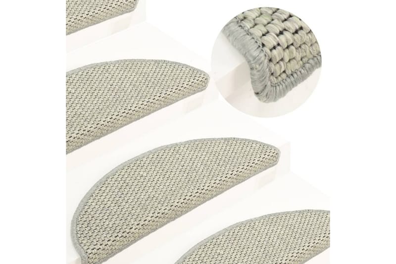 Trappstegsmattor självhäftande sisallook 15 st 56x20 cm grå - Grå - Trappstegsmatta