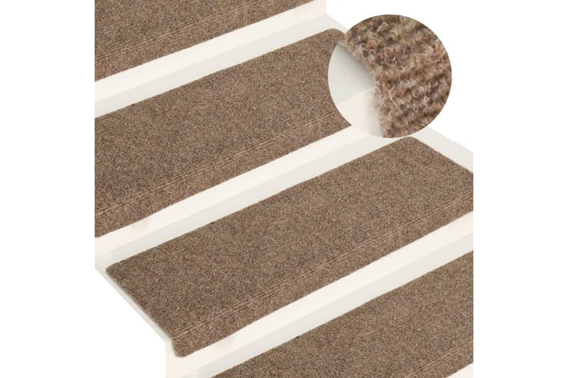 Trappstegsmattor 15 st nålad 65x25 cm gräddvit - Vit - Trappstegsmatta