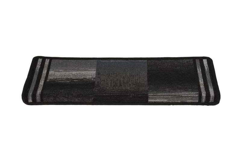 Trappstegsmattor självhäftande 15 st 65x25 cm svart och grå - Trappstegsmatta