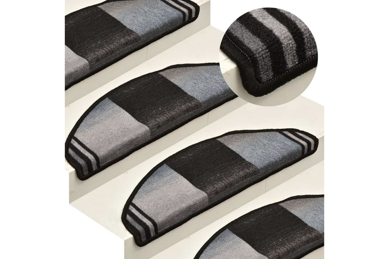 Trappstegsmattor självhäftande 15 st svart och grå 65x21x4 c - Flerfärgad - Trappstegsmatta
