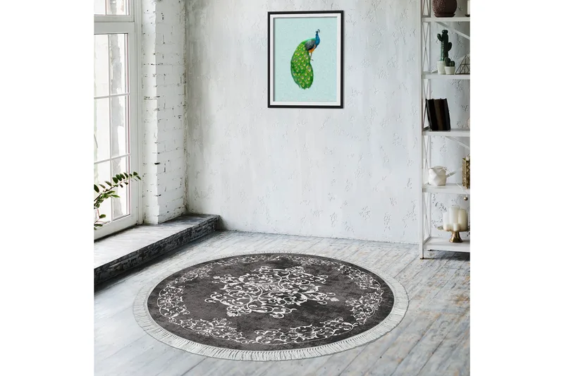 Alanur Home Matta 180 cm Rund - Grå/Vit - Textil & mattor - Matta - Modern matta - Wiltonmatta