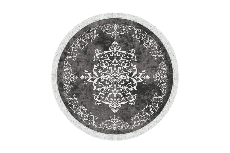 Alanur Home Matta 180 cm Rund, Grå/Vit