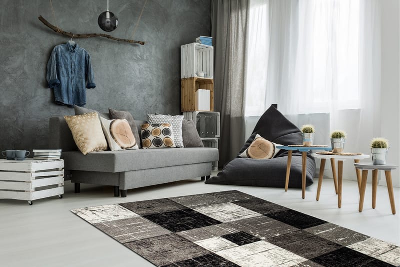 London Square Friezematta 160x230 - Svart/Grå - Textil & mattor - Matta - Modern matta - Wiltonmatta