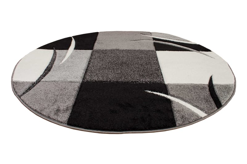 London Patch Friezematta Rund 120 - Svart - Textil & mattor - Matta - Modern matta - Friezematta