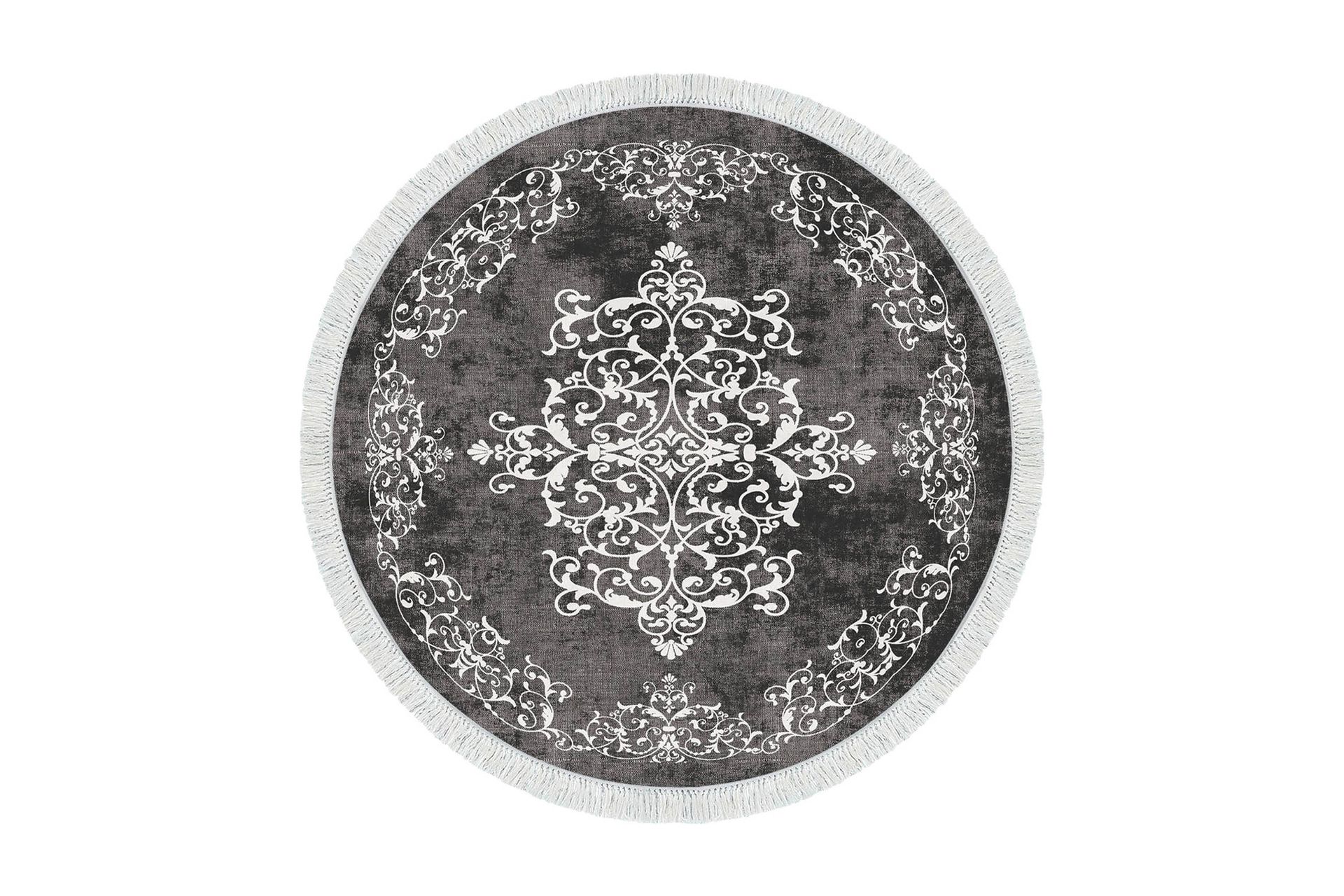 matta alanur home 180 cm rund - grå/vit