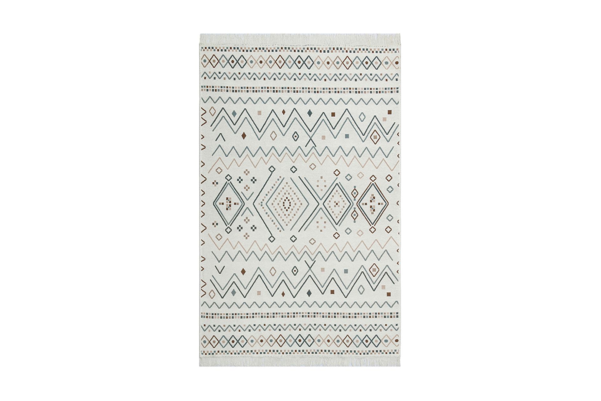 Matta Caleban 160x230 cm - Beige/Bl&aring;/Vit/Bomull