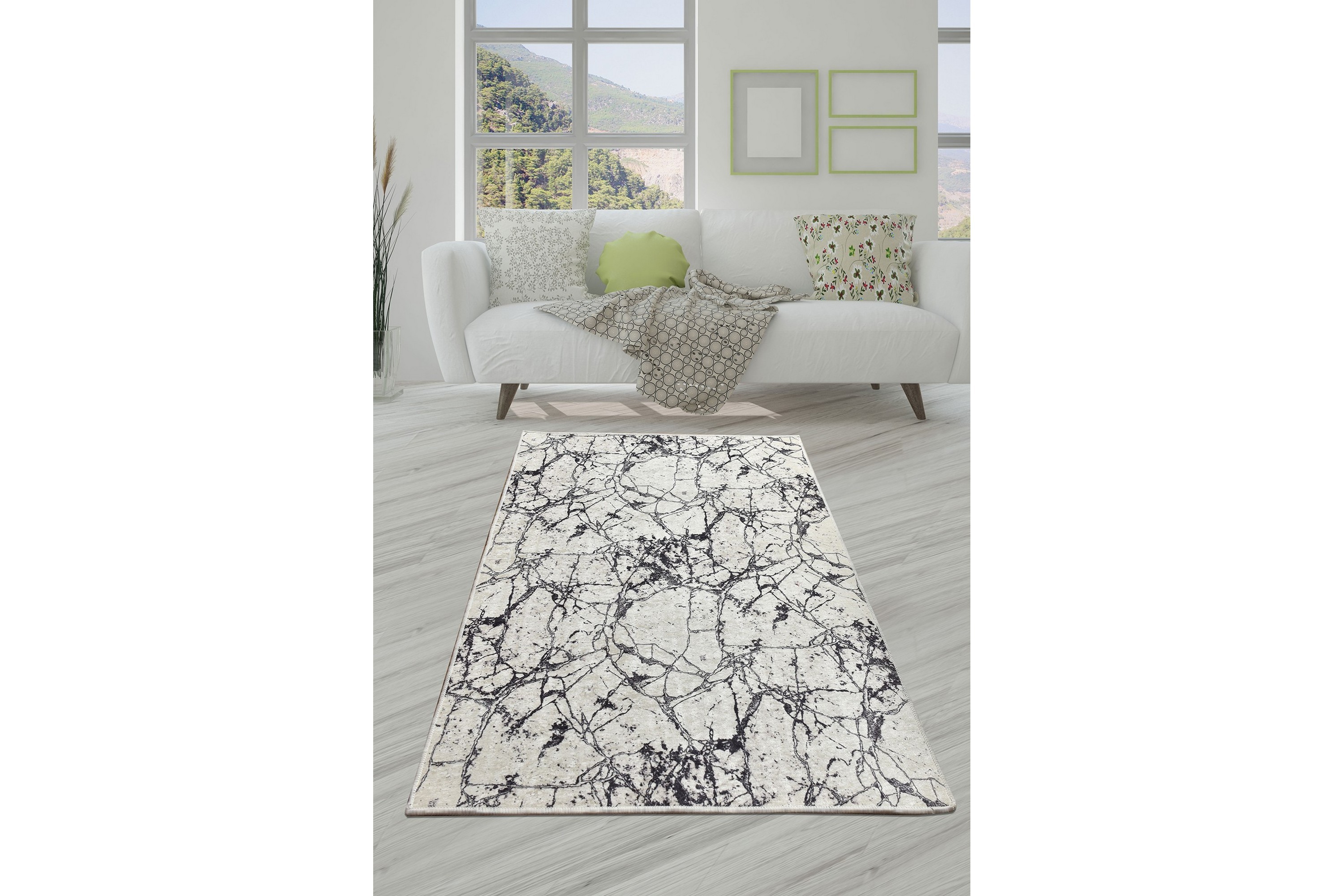 Matta Marmaru 160x230 cm Vit/Sammet