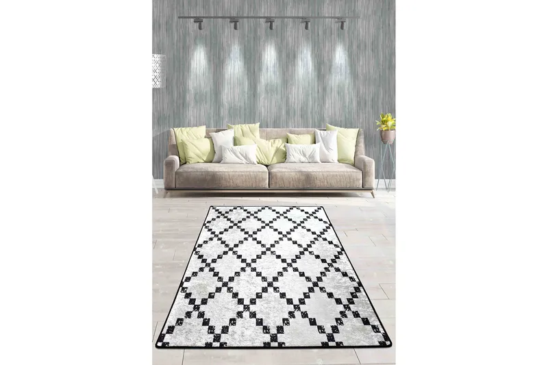 Chass Entrematta 80x200 cm, Vit/Svart/Sammet