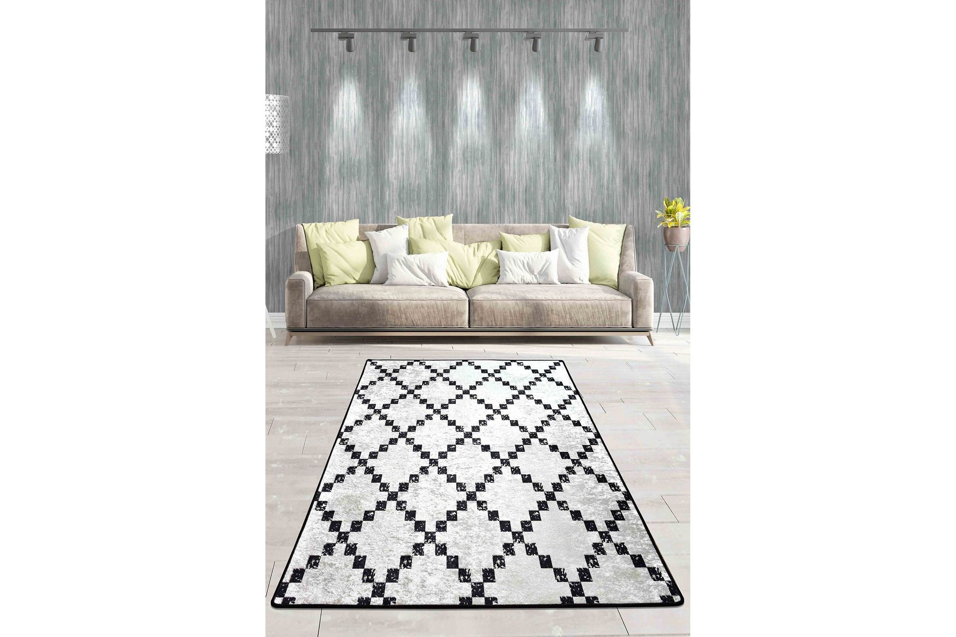 chass entrematta 80x200 cm - vit/svart/sammet