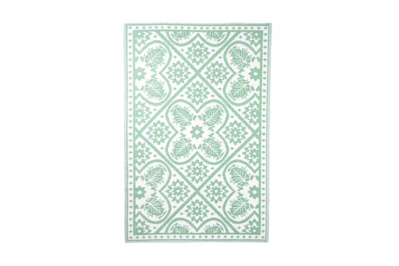 Esschert Design Utomhusmatta 182x122 cm kakel grön och vit - Grön - Balkongmatta & altanmatta - Utomhusmatta