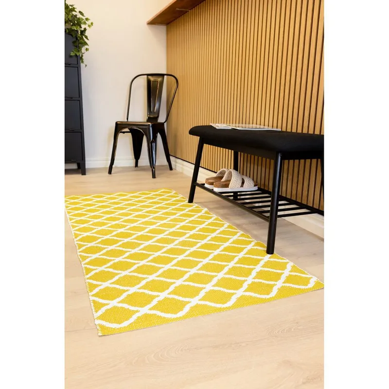 Plastmatta Hilma Wave - 70x150 cm, Gul - Textil & mattor - Matta - Utomhusmatta - Plastmatta