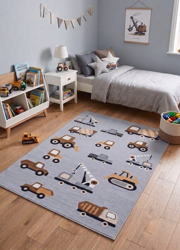 Maskinvävd Matta Play Wheels 120x160 cm - grå - Textil & mattor - Matta - Utomhusmatta - Plastmatta