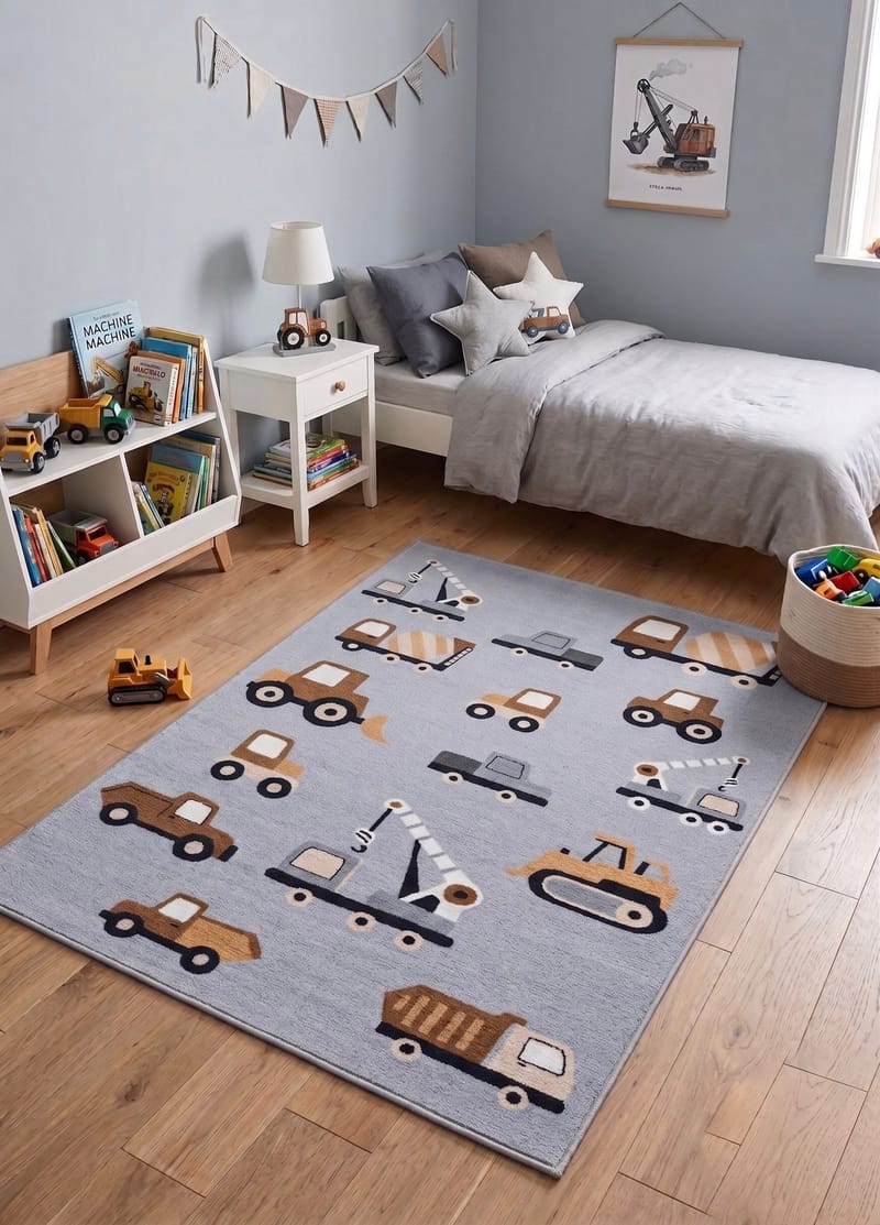 Maskinvävd Matta Play Wheels 120x160 cm - grå - Textil & mattor - Matta - Utomhusmatta - Plastmatta