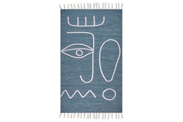 Plattvävd Yavu - Blå, Vit, 80x150 cm - Textil & mattor - Matta - Utomhusmatta