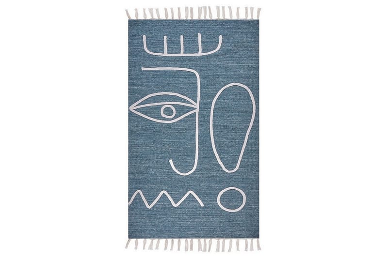 Plattvävd Yavu - Blå, Vit, 80x150 cm - Textil & mattor - Matta - Utomhusmatta