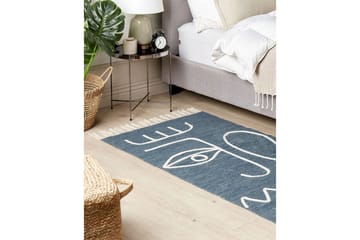 Plattvävd Yavu - Blå, Vit, 80x150 cm - Textil & mattor - Matta - Utomhusmatta