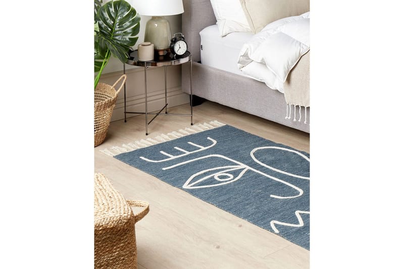 Plattvävd Yavu - Blå, Vit, 80x150 cm - Textil & mattor - Matta - Utomhusmatta