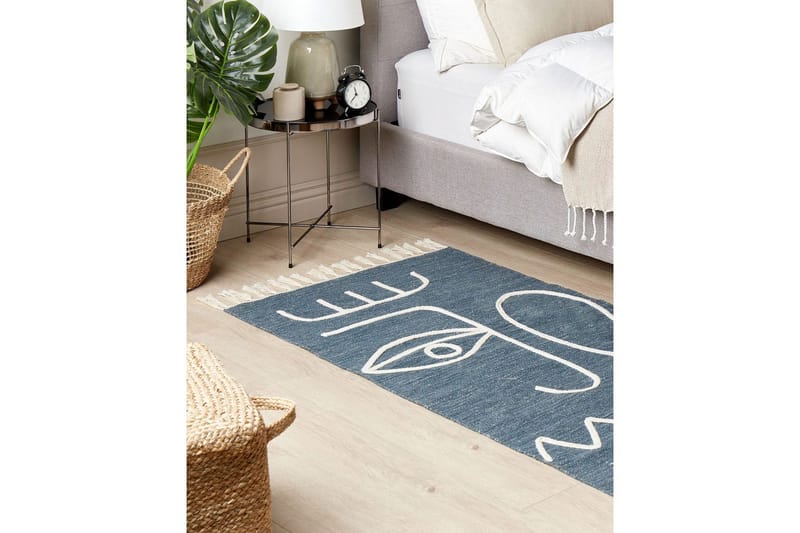 Plattvävd Yavu - Blå, Vit, 80x150 cm - Textil & mattor - Matta - Utomhusmatta