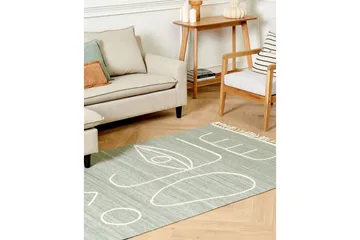 Plattvävd Yavu - Grön, Vit, 140x200 cm - Textil & mattor - Matta - Utomhusmatta