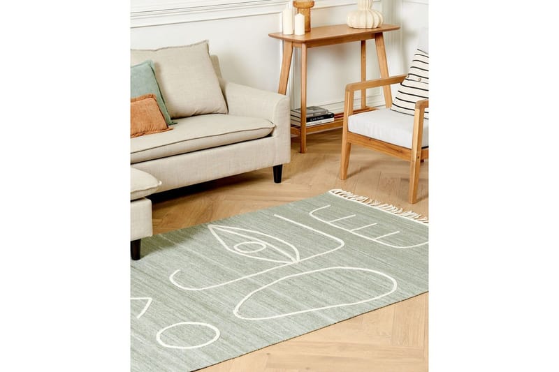 Plattvävd Yavu - Grön, Vit, 140x200 cm - Textil & mattor - Matta - Utomhusmatta