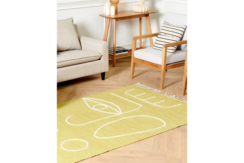 Plattvävd Yavu - Gul, 140x200 cm - Textil & mattor - Matta - Utomhusmatta