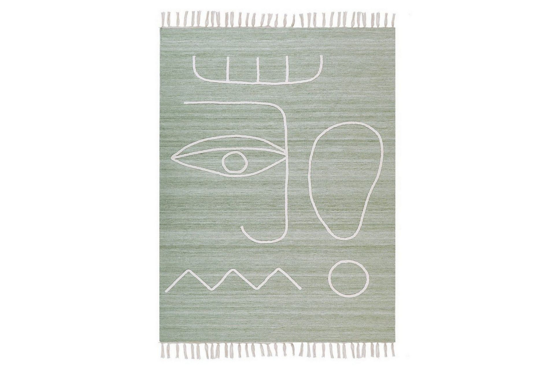 Plattv&auml;vd Yavu - Gr&ouml;n, Vit, 140x200 cm