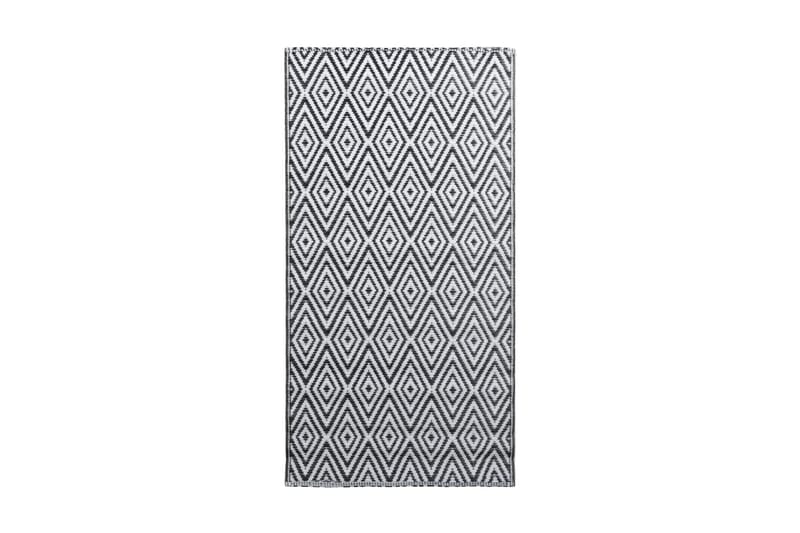 Utomhusmatta vit och svart 120x180 cm PP - Utomhusmatta - Balkongmatta & altanmatta