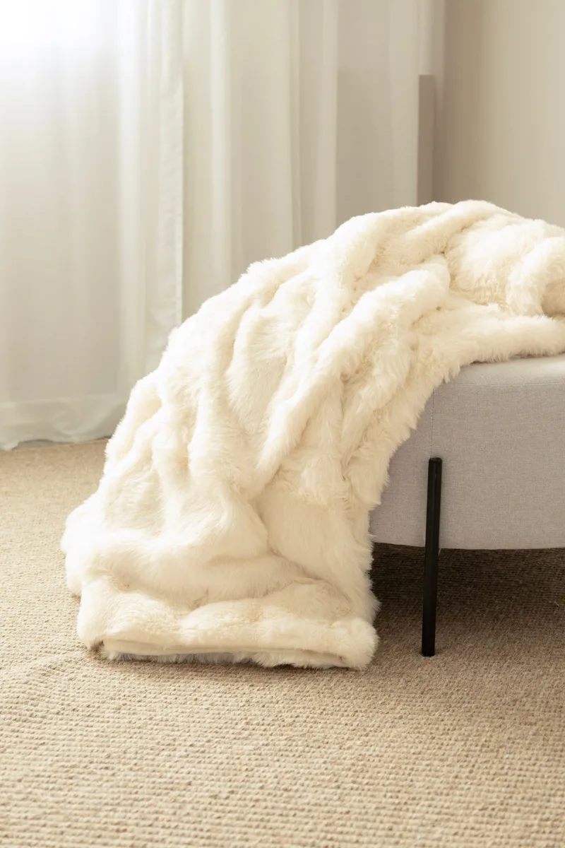Pläd Bubble 150x220 cm - Creme - Textil & mattor - Filt & pläd