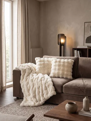 Pläd Bubble 150x220 cm - Creme - Textil & mattor - Filt & pläd