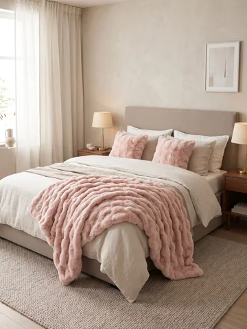 Pläd Bubble 150x220 cm - Rosa - Textil & mattor - Filt & pläd