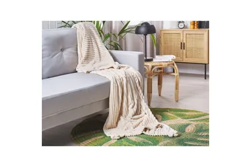 Pläd Kaweri Beige - Beige - Textil & mattor - Filt & pläd