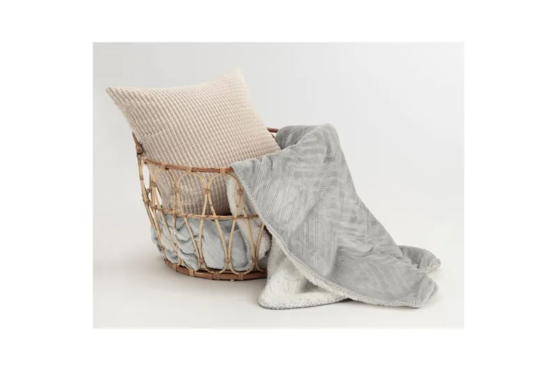 Pläd Sherpa 130 x 170 cm - Grå - Textil & mattor - Filt & pläd