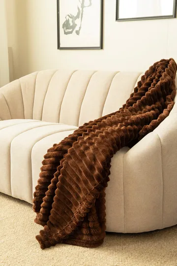 Pläd Stripe 130x170 cm - Brun - Textil & mattor - Filt & pläd