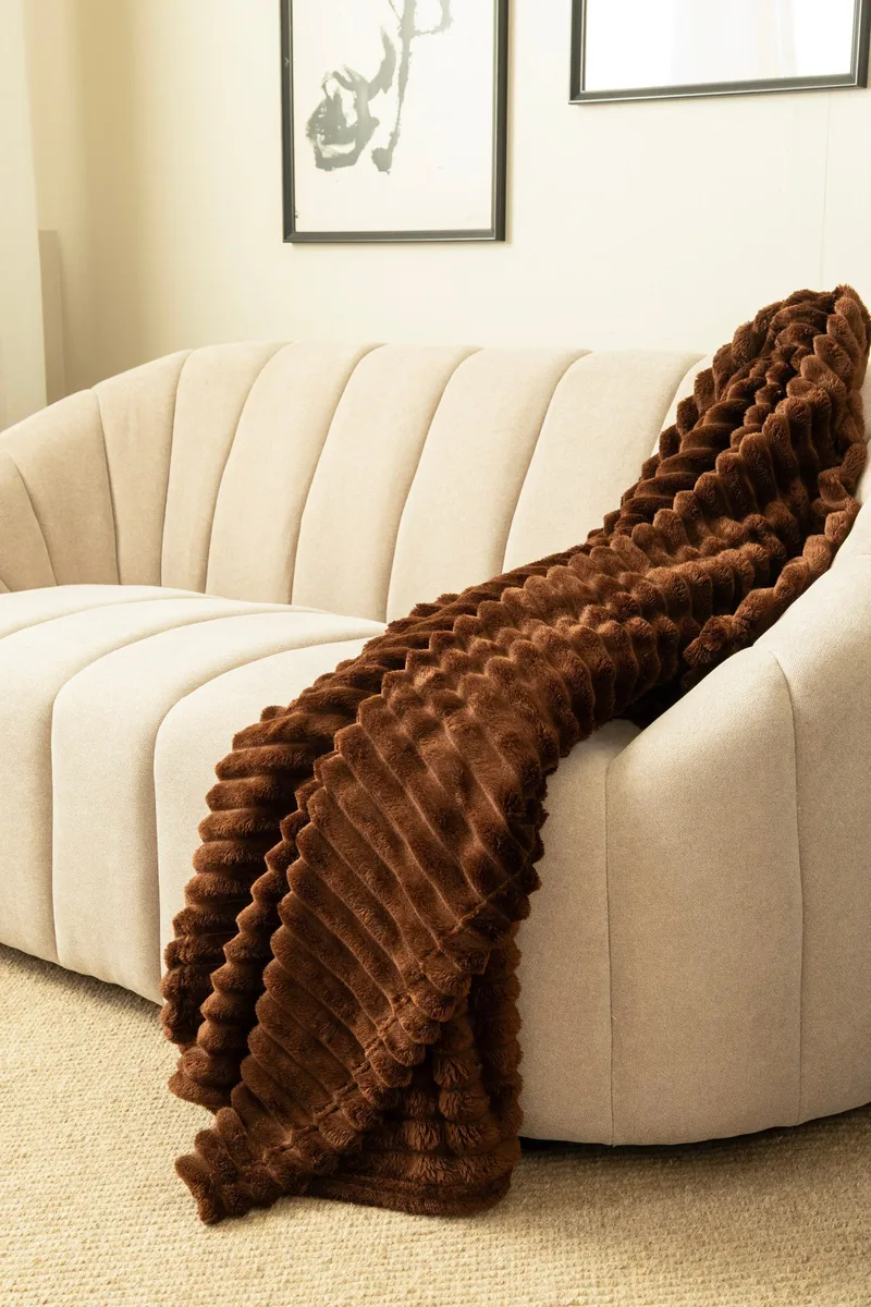 Pläd Stripe 130x170 cm - Brun - Textil & mattor - Filt & pläd