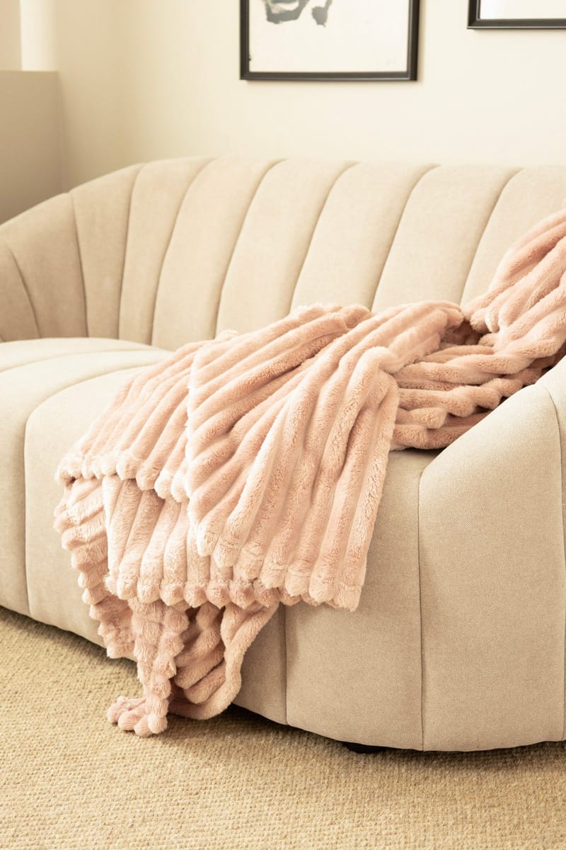 Pläd Stripe 130x170 cm - Dammrosa - Textil & mattor - Filt & pläd