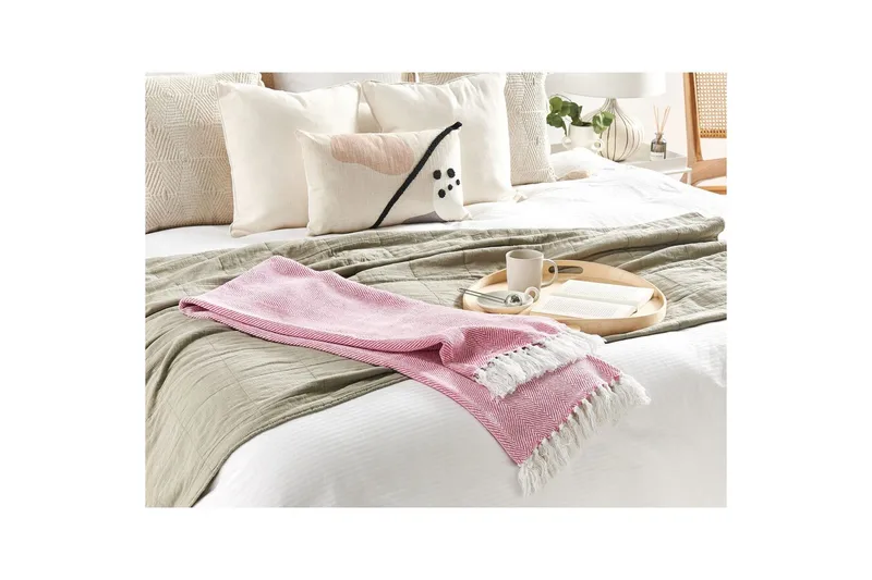 Pläd Tangier Rosa/Vit - Rosa/Vit - Textil & mattor - Filt & pläd