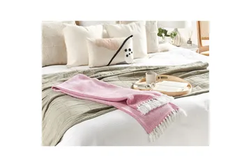 Pläd Tangier Rosa/Vit - Rosa/Vit - Textil & mattor - Filt & pläd