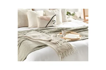 Pläd Tilmi Beige/vit - Beige/vit - Textil & mattor - Filt & pläd