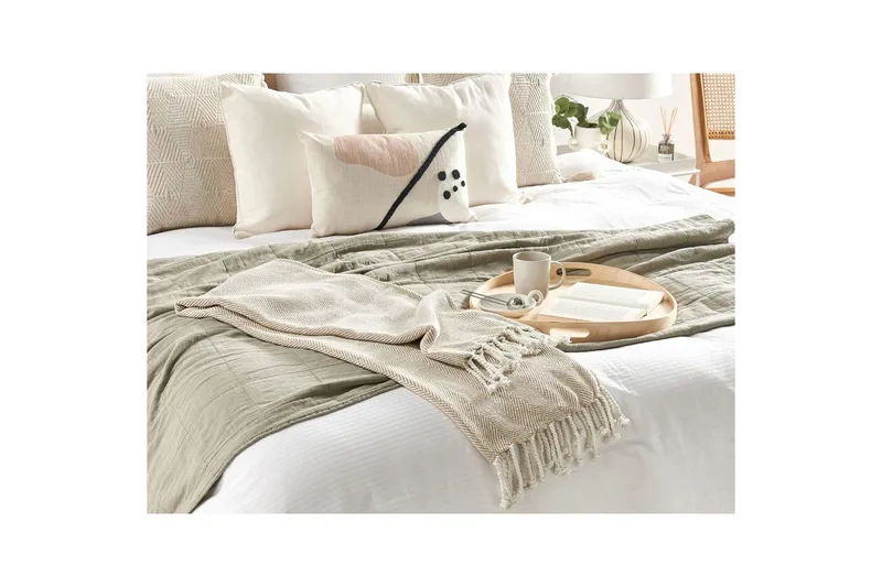 Pläd Tilmi Beige/vit - Beige/vit - Textil & mattor - Filt & pläd