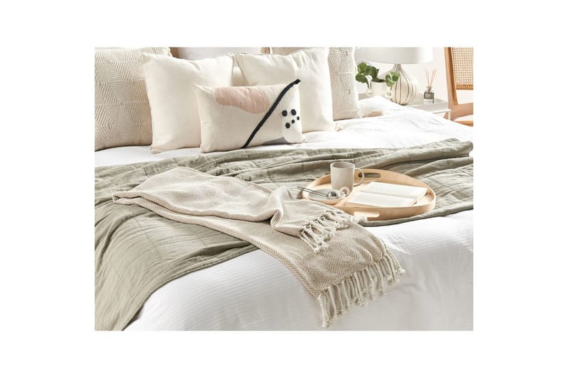 Pläd Tilmi Beige/vit - Beige/vit - Textil & mattor - Filt & pläd
