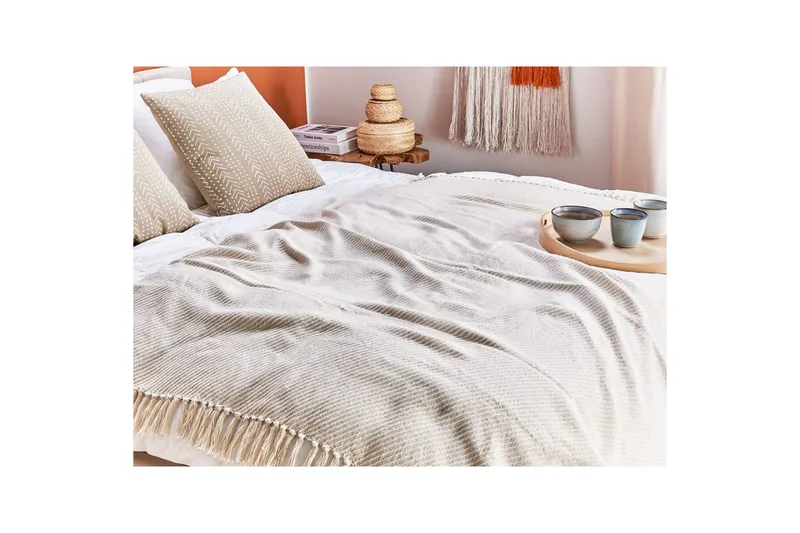 Pläd Yarsa Beige - Beige - Textil & mattor - Filt & pläd