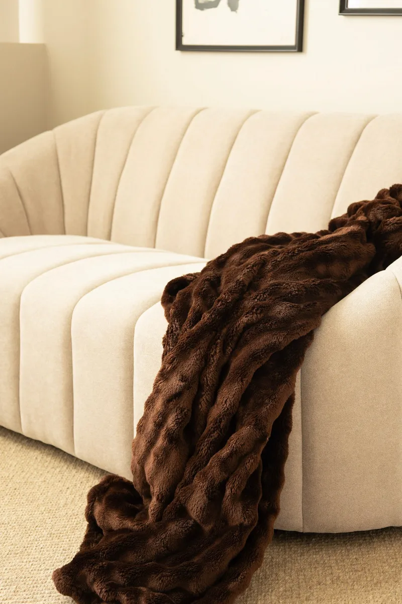 Pläd Pom Pom 130x170 cm - Brown - Textil & mattor - Filt & pläd