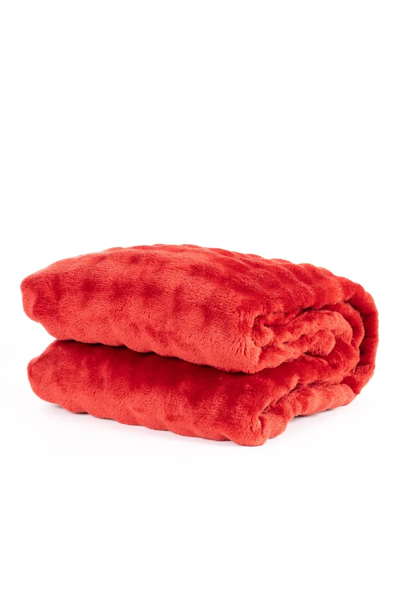 Pläd Pom Pom 130x170 cm - Röd - Textil & mattor - Filt & pläd