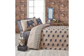 Överkast Eponj Home Dubbelt 200x220+2 Kuddfodral Quiltat - Blå|Ljusbrun - Textil & mattor - Sängkläder